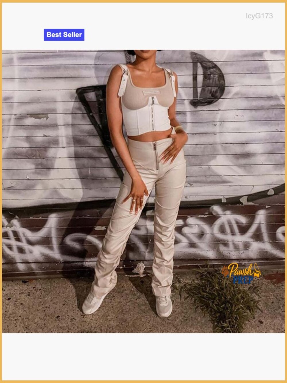 High Waist Faux Leather Pleated Stacked Leggings Y2K Streetwear Pants - Picture 3 of 5